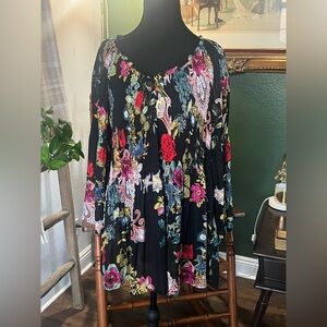 Floral Black Blouse